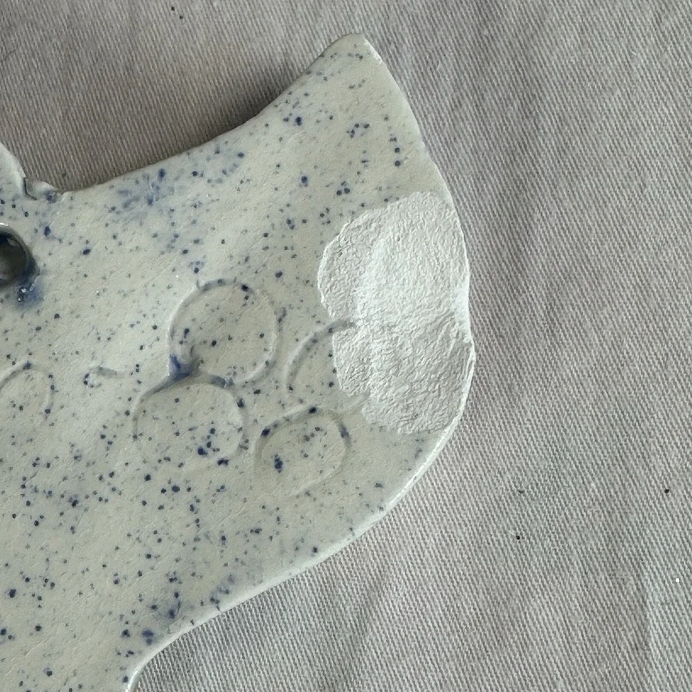Vintage Country‎ Blue Speckled Farmhouse Ceramic Duck/Geese Decor Handmade 80's